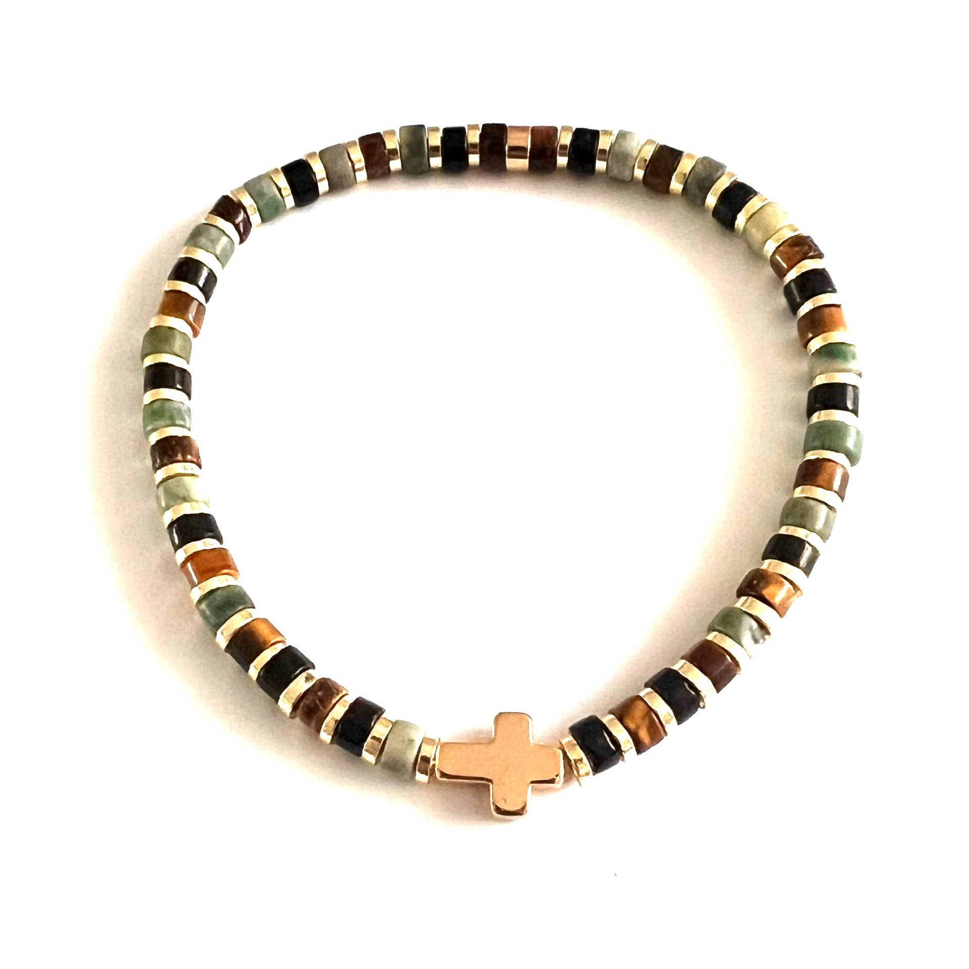 kralen-armband-bruin-groen-goud