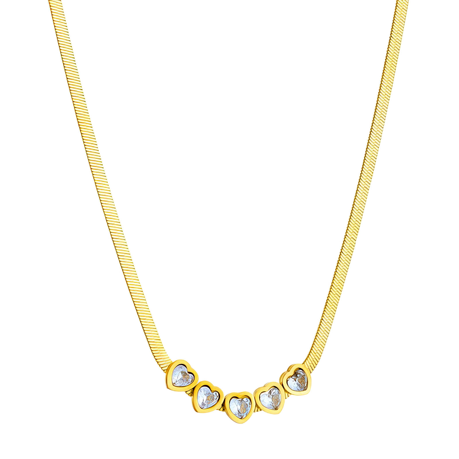 Platte-schakelketting-hartjes-goud-18K