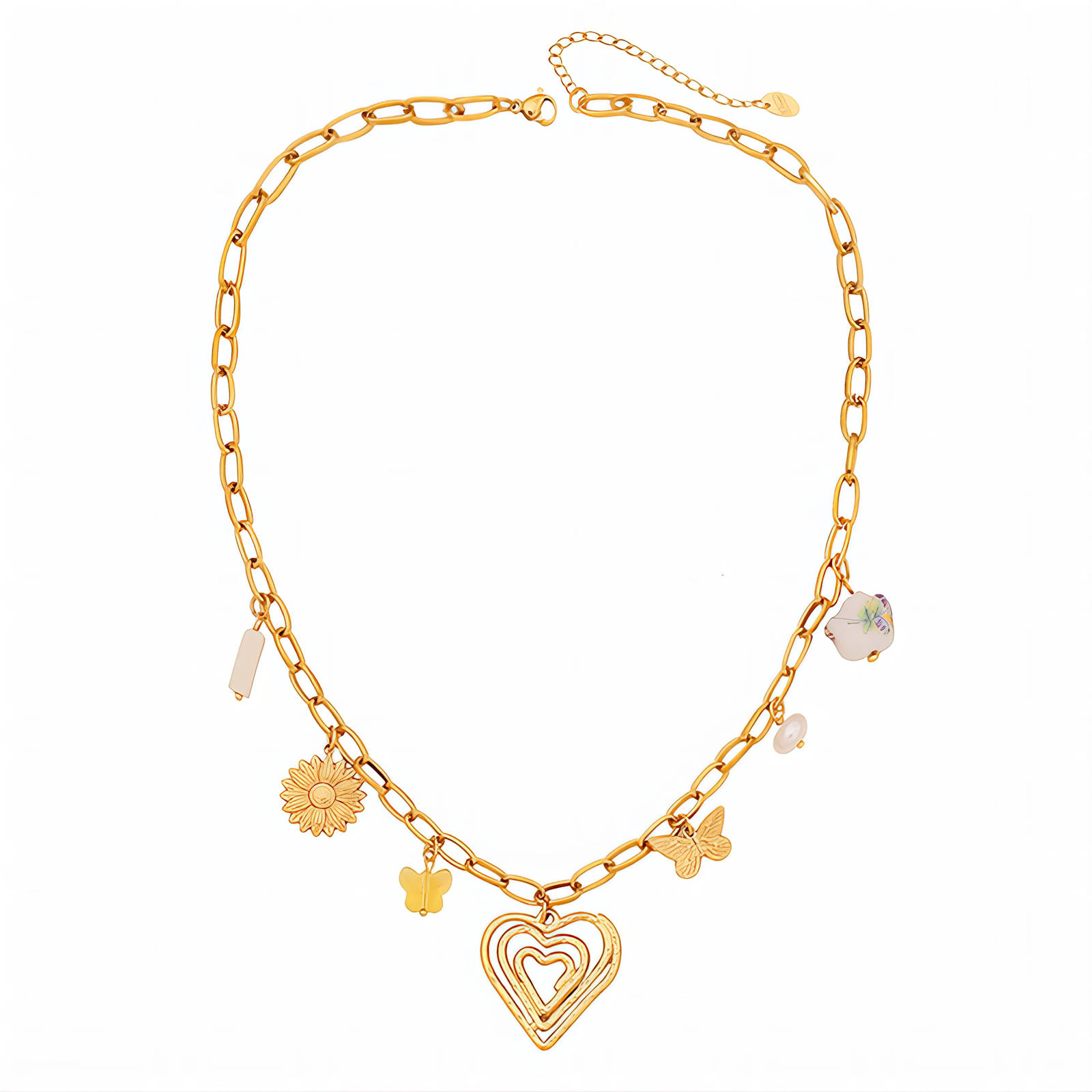 ketting-bedels-bloem-hart-vlinder-18K