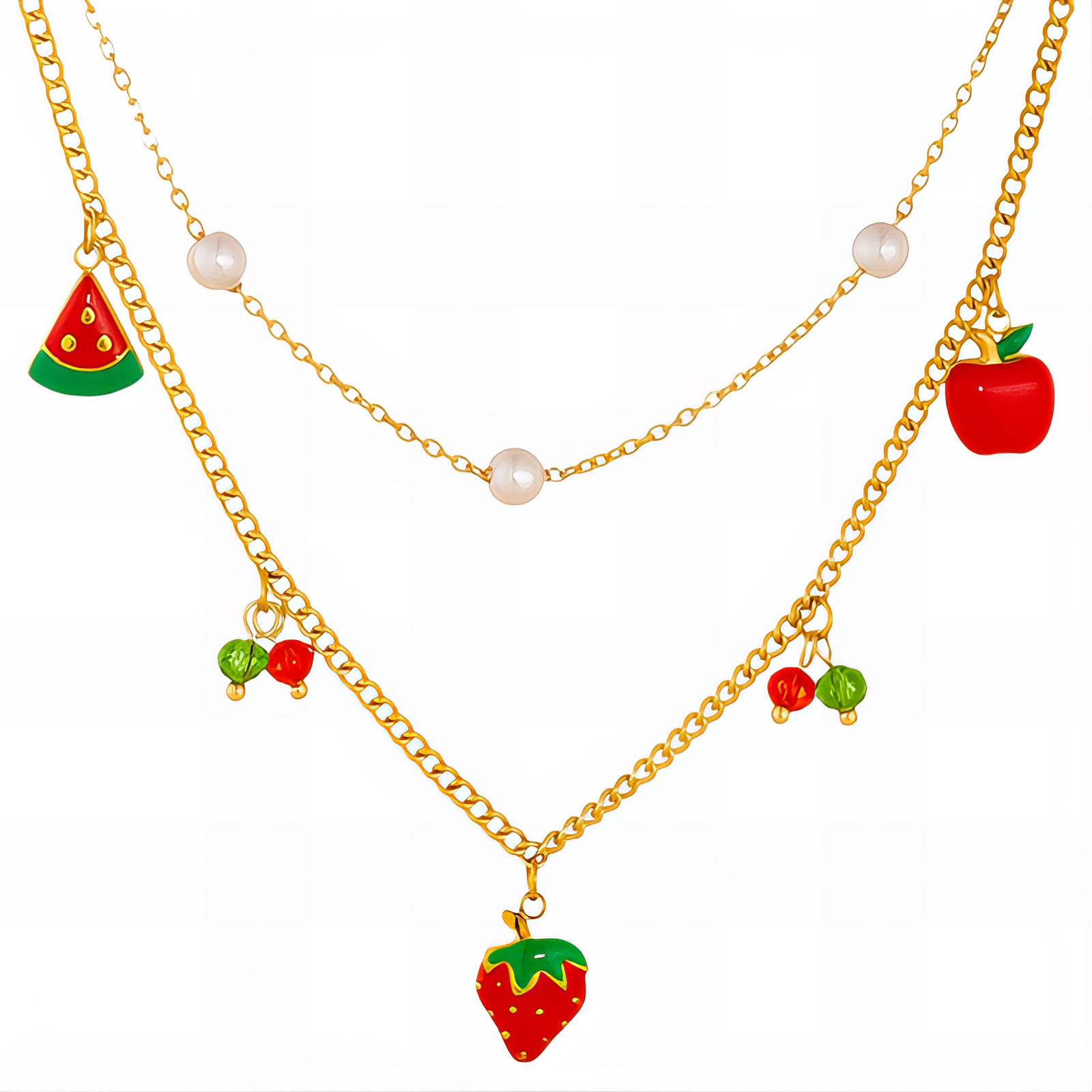 Ketting-aardbei-fruit-parel-18K